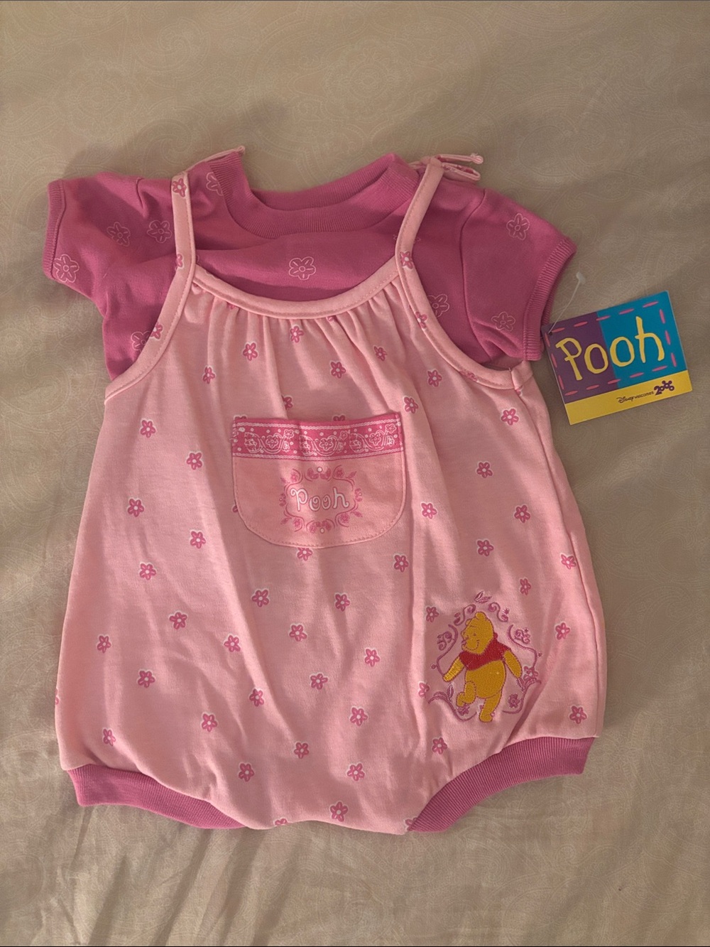 Disney Pink Pooh Floral Baby Pajama Set